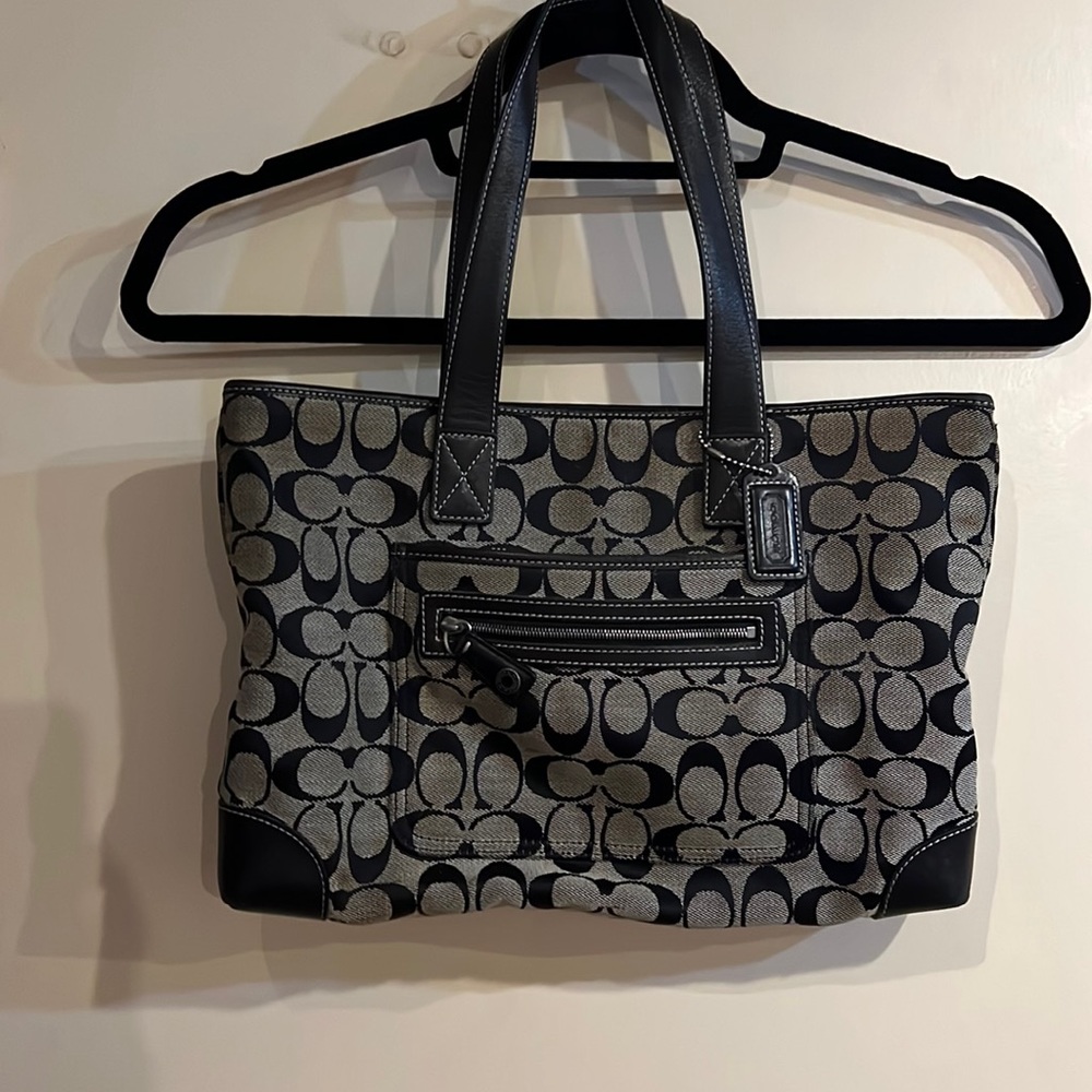 Coach purse black with canvas and leather